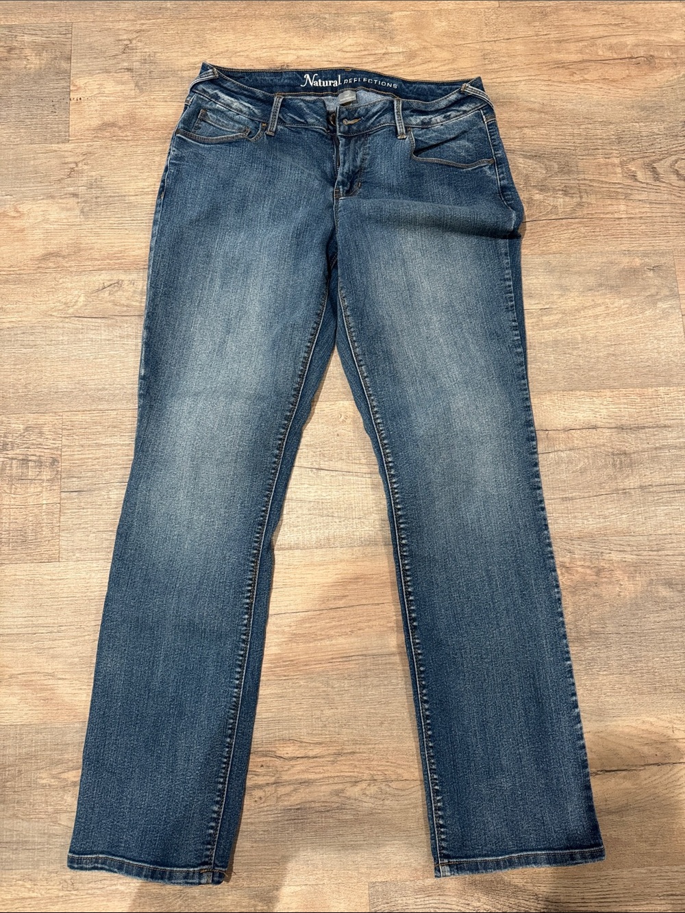 Natural Reflections Straight Leg Jeans in Medium Blue Wash